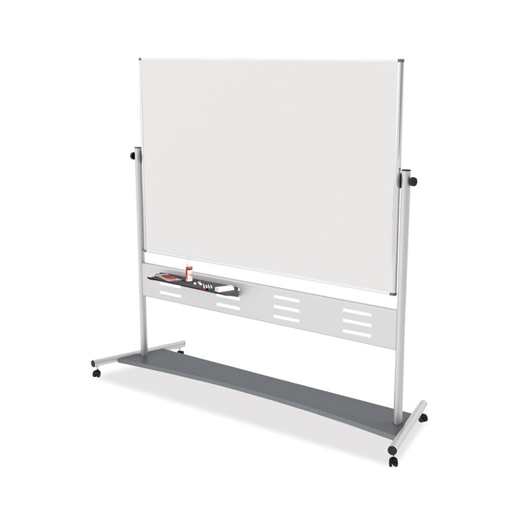 Revolver Easel, 70.8 x 47.2, 80" Tall Easel, Horizontal Orientation, White Surface, Silver Aluminum Frame 1