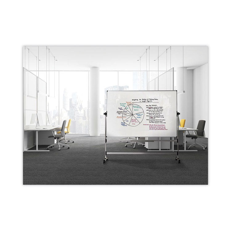 Earth Silver Easy Clean Mobile Revolver Dry Erase Boards, 36 x 48, White Surface, Silver Steel Frame 4