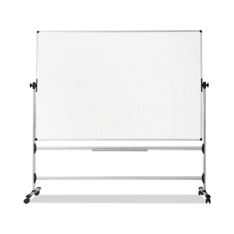 Earth Silver Easy Clean Mobile Revolver Dry Erase Boards, 48 x 70, White Surface, Silver Steel Frame 1