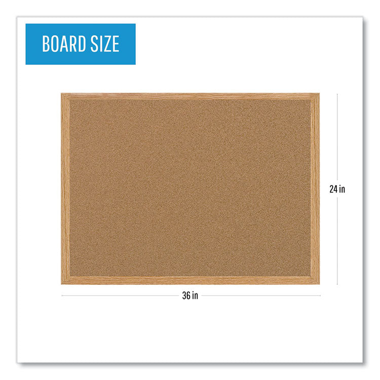 Earth Cork Board, 36 x 24, Tan Surface, Oak Wood Frame 2