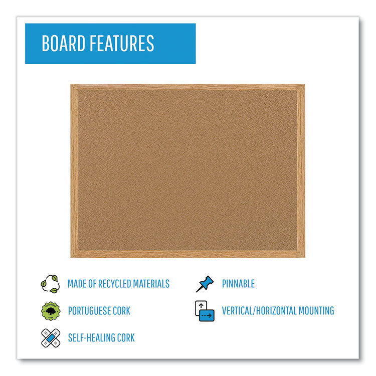 Earth Cork Board, 36 x 24, Tan Surface, Oak Wood Frame 4