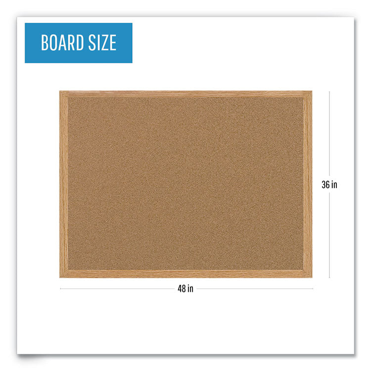 Earth Cork Board, 48 x 36, Tan Surface, Oak Wood Frame 2