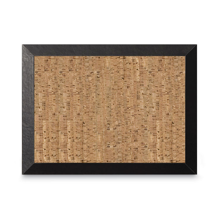 Natural Cork Bulletin Board, 24 x 18, Tan Surface, Black Wood Frame 1