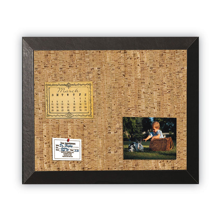 Natural Cork Bulletin Board, 24 x 18, Tan Surface, Black Wood Frame 6