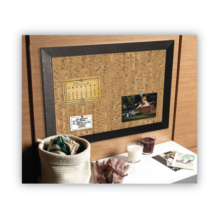 Natural Cork Bulletin Board, 24 x 18, Tan Surface, Black Wood Frame 9