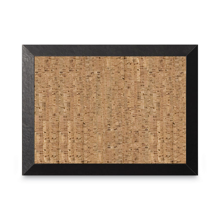 Natural Cork Bulletin Board, 36 x 24, Tan Surface, Black Wood Frame 1