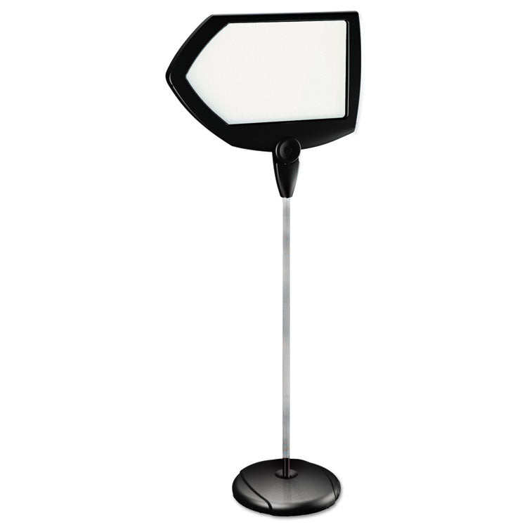 Floor Stand Sign Holder, Arrow, 25 x 17, 63" High, White Surface, Black Steel Frame 1