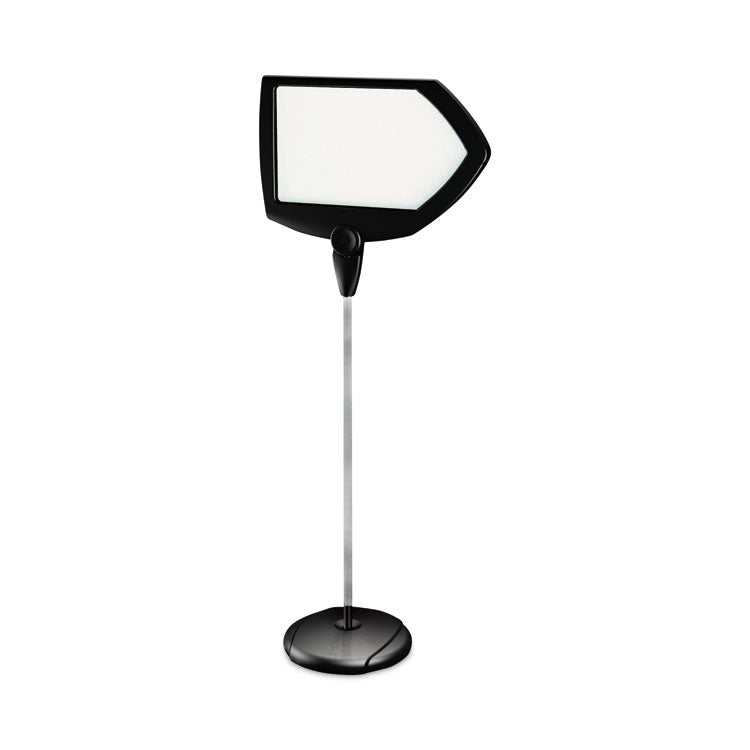 Floor Stand Sign Holder, Arrow, 25 x 17, 63" High, White Surface, Black Steel Frame 3