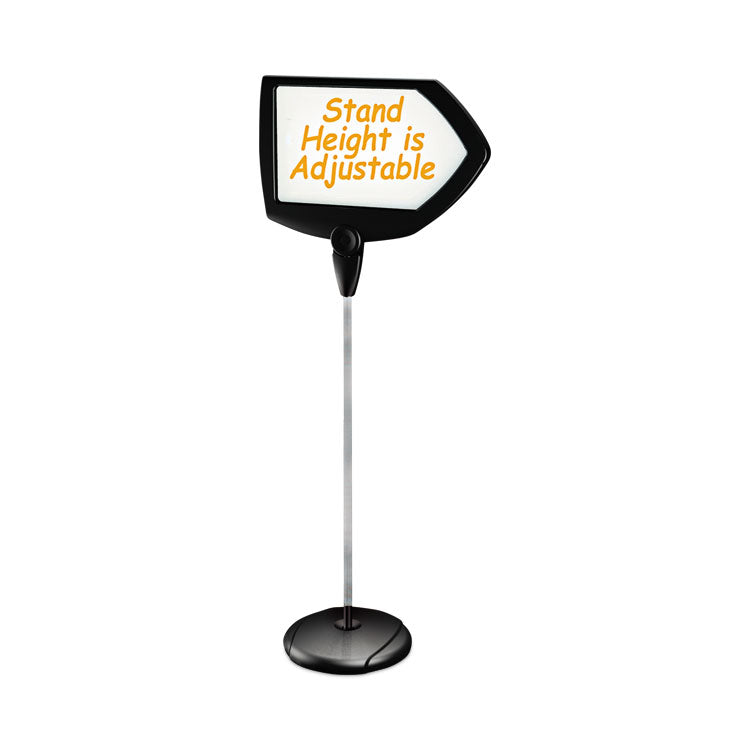 Floor Stand Sign Holder, Arrow, 25 x 17, 63" High, White Surface, Black Steel Frame 4