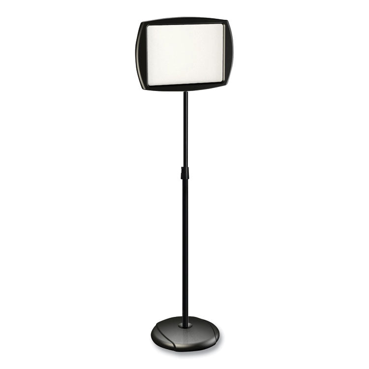 Floor Stand Sign Holder, Rectangle, 15 x 11, 66" High, White Surface, Black Steel Frame 1