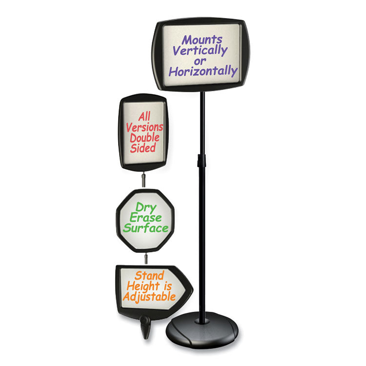 Floor Stand Sign Holder, Rectangle, 15 x 11, 66" High, White Surface, Black Steel Frame 5