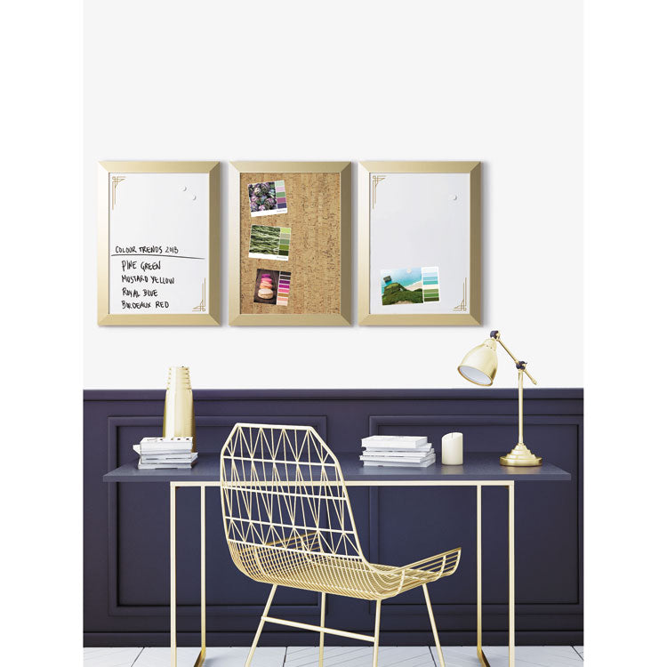 Positive Flow Metallic Gold Message Board Set, (1) Bulletin, (2) Magnetic Dry Erase, 18 x 24, Gold Frames 1