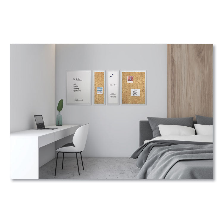 Positive Flow Metallic Silver Message Board Sets, (2) Bulletin, (2) Magnetic Dry Erase, Assorted Sizes, Silver Frames 7