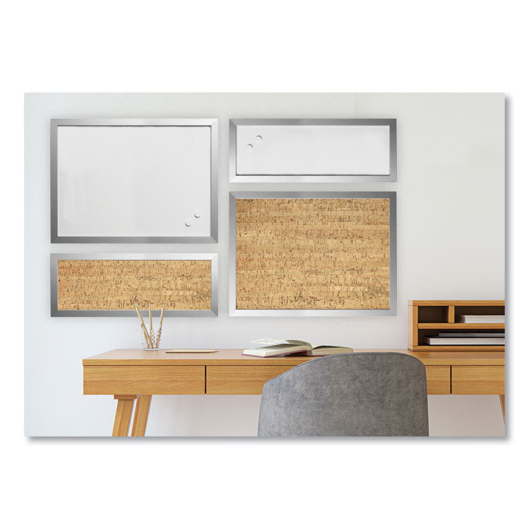 Positive Flow Metallic Silver Message Board Sets, (2) Bulletin, (2) Magnetic Dry Erase, Assorted Sizes, Silver Frames 5