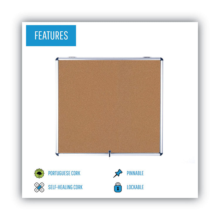 Slim-Line Enclosed Cork Bulletin Board, One Door, 47 x 38, Tan Surface, Aluminum Frame 4