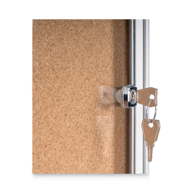 Slim-Line Enclosed Cork Bulletin Board, One Door, 47 x 38, Tan Surface, Aluminum Frame 7