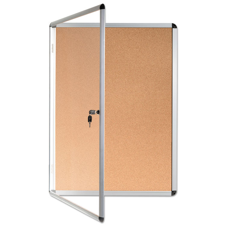 Slim-Line Enclosed Cork Bulletin Board, One Door, 28 x 38, Tan Surface, Aluminum Frame 5