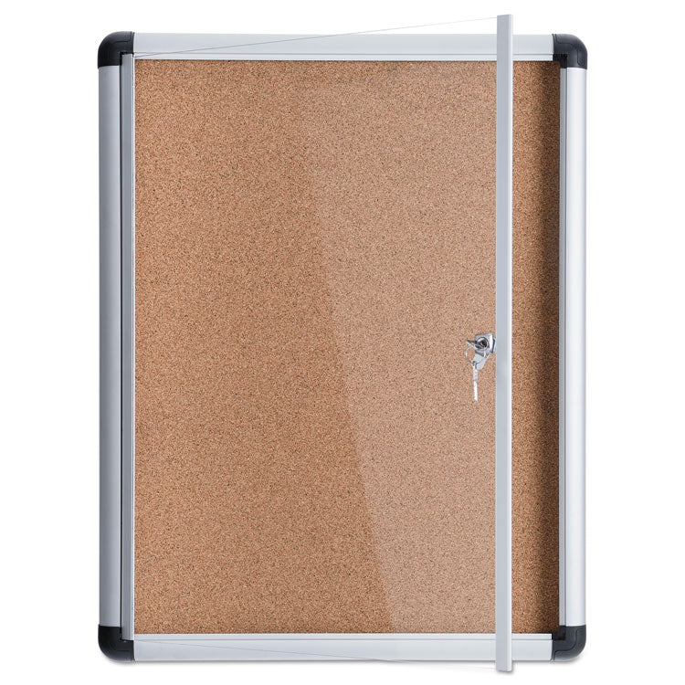 Slim-Line Enclosed Cork Bulletin Board, One Door, 28 x 38, Tan Surface, Aluminum Frame 4