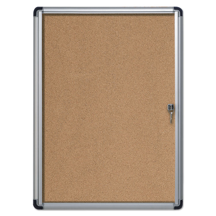 Slim-Line Enclosed Cork Bulletin Board, One Door, 28 x 38, Tan Surface, Aluminum Frame 7