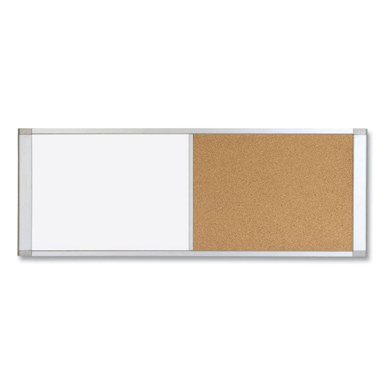 Combo Cubicle Workstation Dry Erase/Cork Board, 36 x 18, Tan/White Surface, Aluminum Frame 1