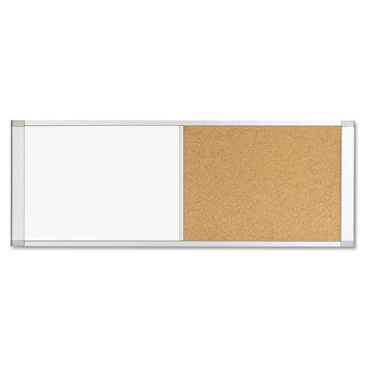 Combo Cubicle Workstation Dry Erase/Cork Board, 48 x 18, Tan/White Surface, Aluminum Frame 1