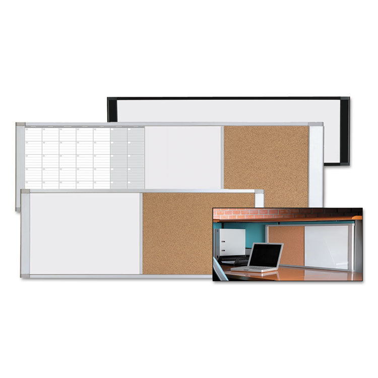 Combo Cubicle Workstation Dry Erase/Cork Board, 48 x 18, Tan/White Surface, Aluminum Frame 4