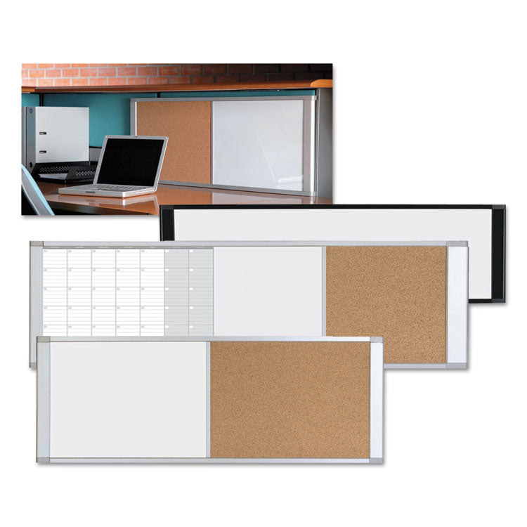 Combo Cubicle Workstation Dry Erase/Cork Board, 48 x 18, Tan/White Surface, Aluminum Frame 3