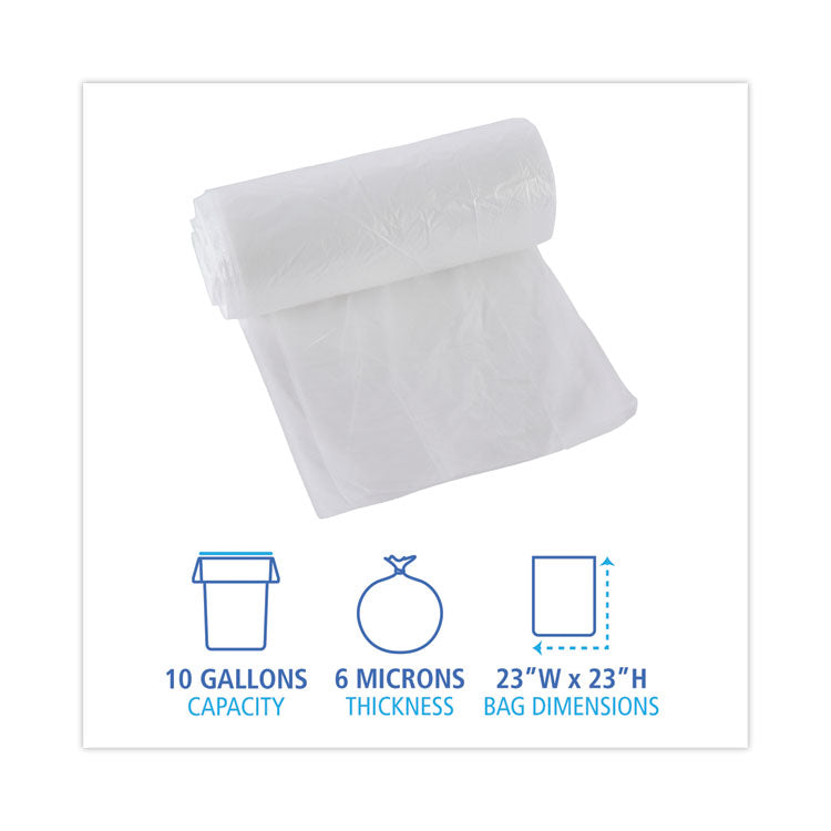 High-Density Can Liners, 10 gal, 6 mic, 24" x 23", Natural, 50 Bags/Roll, 20 Rolls/Carton 2