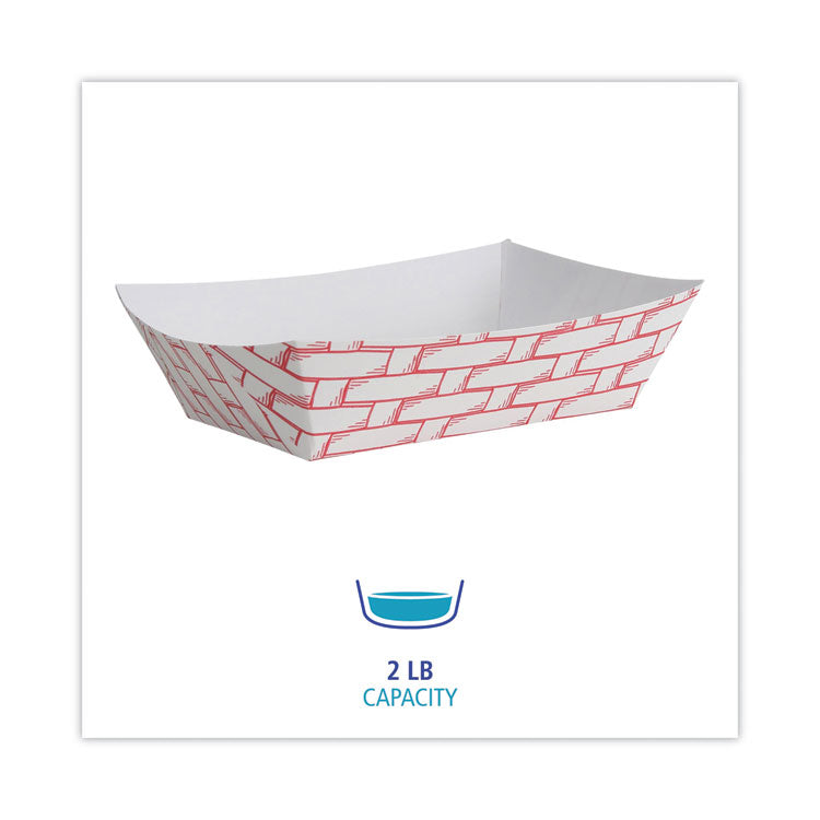 Paper Food Baskets, 2 Lb Capacity, Red/white, 1,000/carton 2