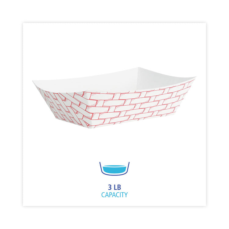 Paper Food Baskets, 3 Lb Capacity, Red/white, 500/carton 2