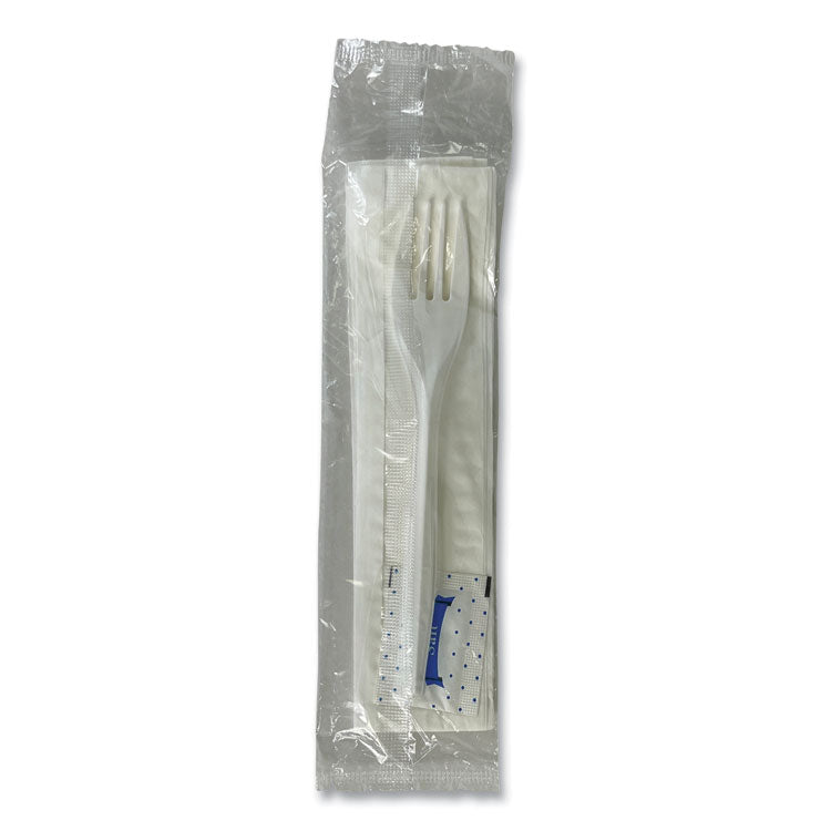 Three-Piece Utensil Set, Fork/Napkin/Salt Packet, White, 500/Carton 1