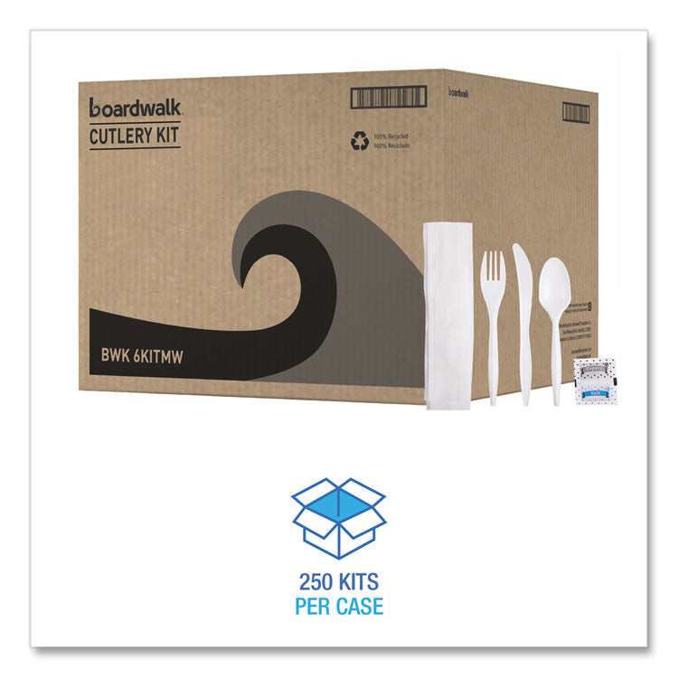 Cutlery Kit, Plastic Fork/spoon/knife/salt/polypropylene/napkin, White, 250/carton 2