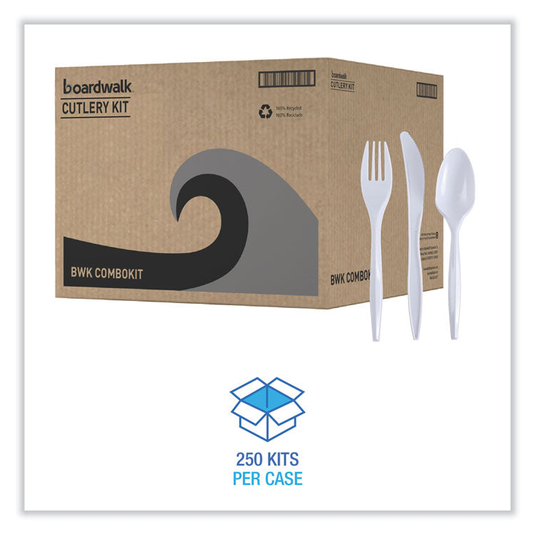 Three-Piece Cutlery Kit, Fork/knife/teaspoon, Polypropylene, White, 250/carton 2