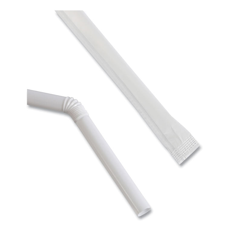 Flexible Wrapped Straws, 7.75", Plastic, White, 500/pack, 20 Packs/carton 6