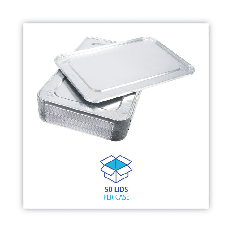 Aluminum Steam Table Pan Lids, Fits Full-Size Pan, Deep,12.88 x 20.81 x 0.63, 50/Carton 6