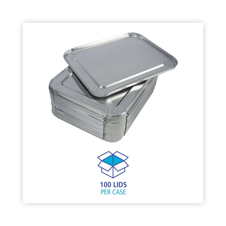 Aluminum Steam Table Pan Lids, Fits Half-Size Pan, Deep, 10.5 x 12.81 x 0.63, 100/Carton 6