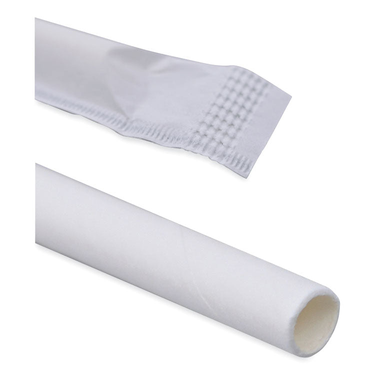 Individually Wrapped Paper Straws, 7.75" X 0.25", White, 3,200/carton 6