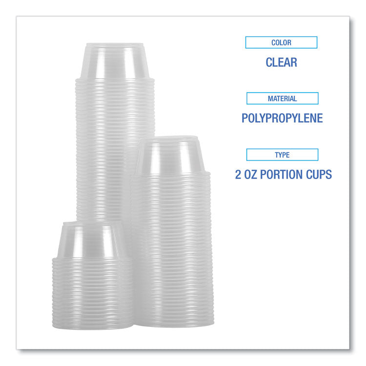 Souffle/portion Cups, 2 Oz, Polypropylene, Clear, 20 Cups/sleeve, 125 Sleeves/carton 6