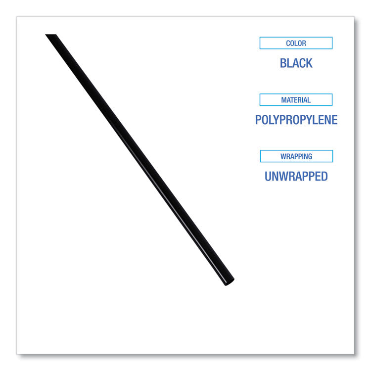 Cocktail Straws, 8", Polypropylene, Black, 5,000/carton 5