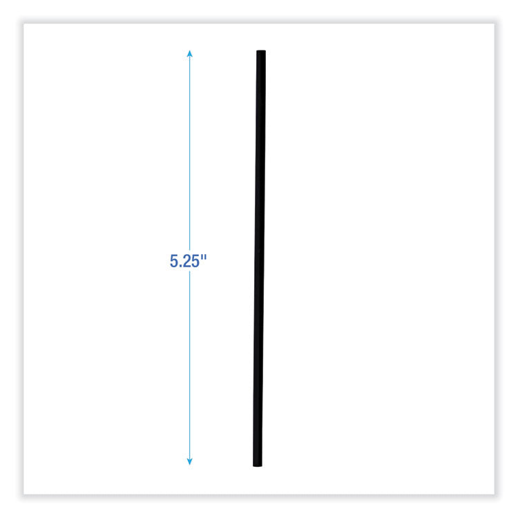 Single-Tube Stir-Straws, 5.25", Polypropylene, Black, 1,000/pack, 10 Packs/carton 2