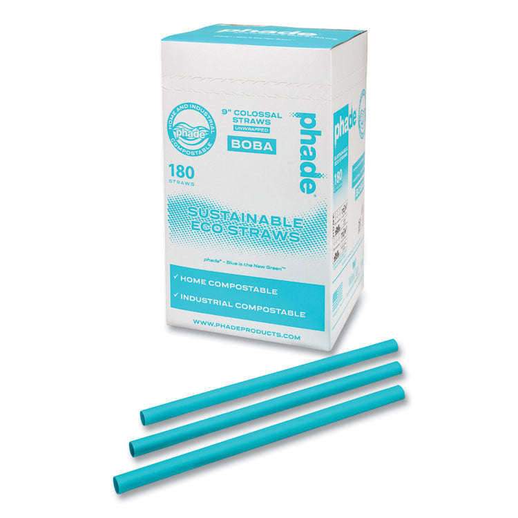 Marine Biodegradable Straws, Boba Straws, 9", Ocean Blue, 720/Carton 1