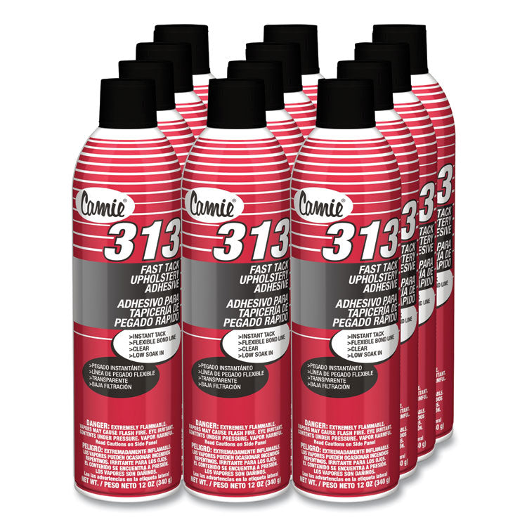 313 Fast Tack Upholstery Adhesive, 12 oz Aerosol Spray, Dries Clear, Dozen 1