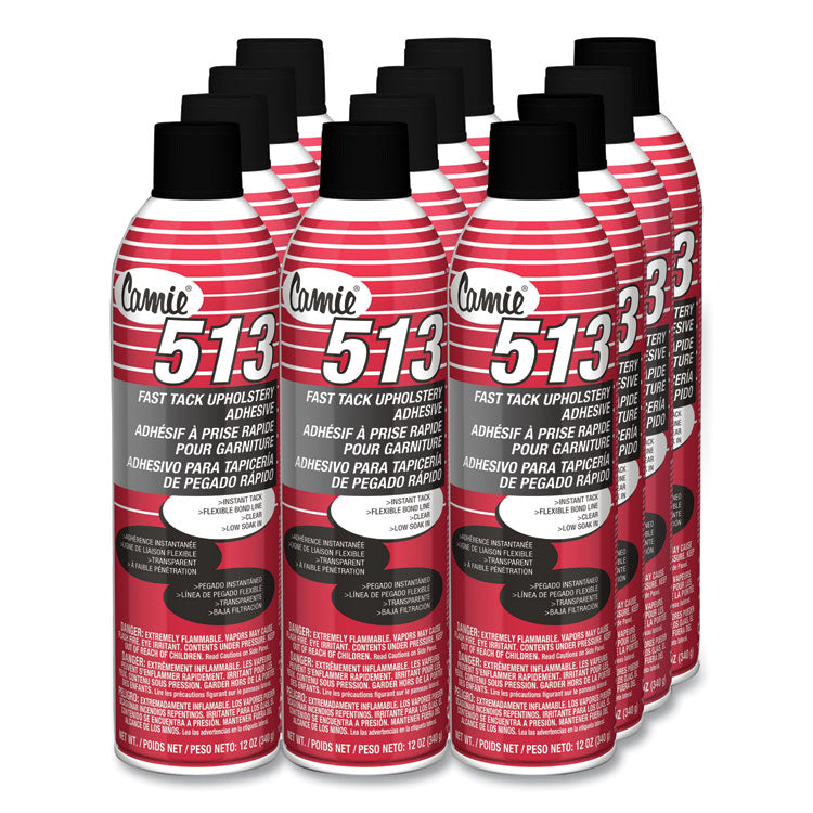 513 Fast Tack Upholstery Adhesive, 12 oz, Dries Clear, Dozen 1