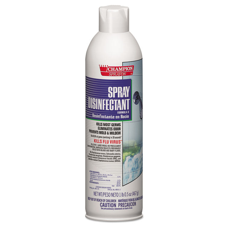 Champion Sprayon Spray Disinfectant, 16.5 Oz Aerosol Spray, 12/carton 1