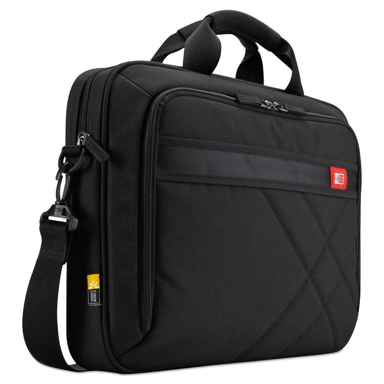 Diamond Briefcase, Fits Devices Up to 15.6", Polyester, 16.1 x 3.1 x 11.4, Black 1