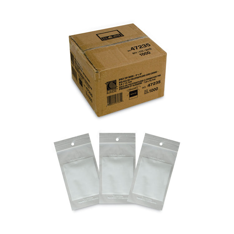 Write-On Poly Bags, 2 Mil, 3" X 5", Clear, 1,000/carton 3