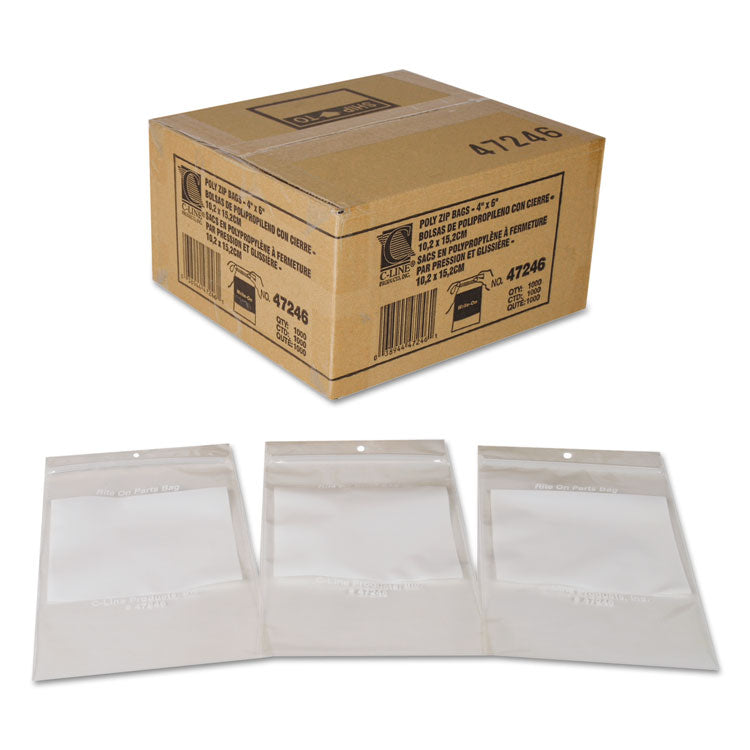 Write-On Poly Bags, 2 Mil, 4" X 6", Clear, 1,000/carton 3