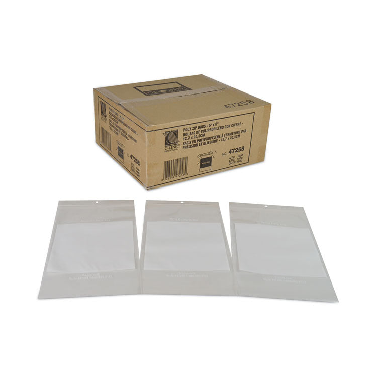 Write-On Poly Bags, 2 Mil, 5" X 8", Clear, 1,000/carton 4