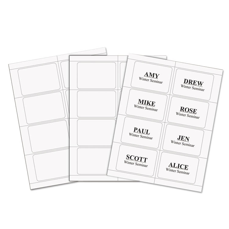 Laser Printer Name Badges, 3 3/8 X 2 1/3, White, 200/box 1