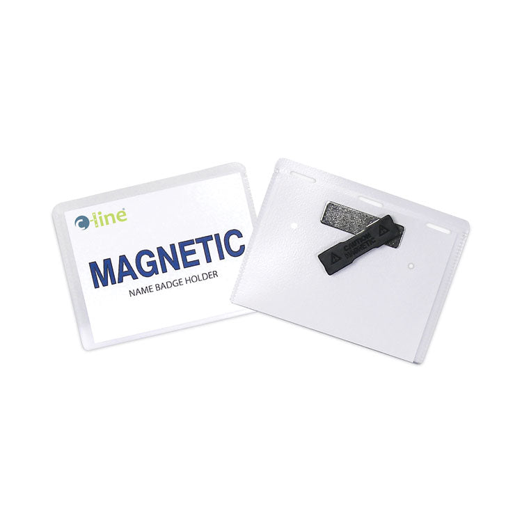 Magnetic Name Badge Holder Kit, Horizontal, 4w X 3h, Clear, 20/box 1